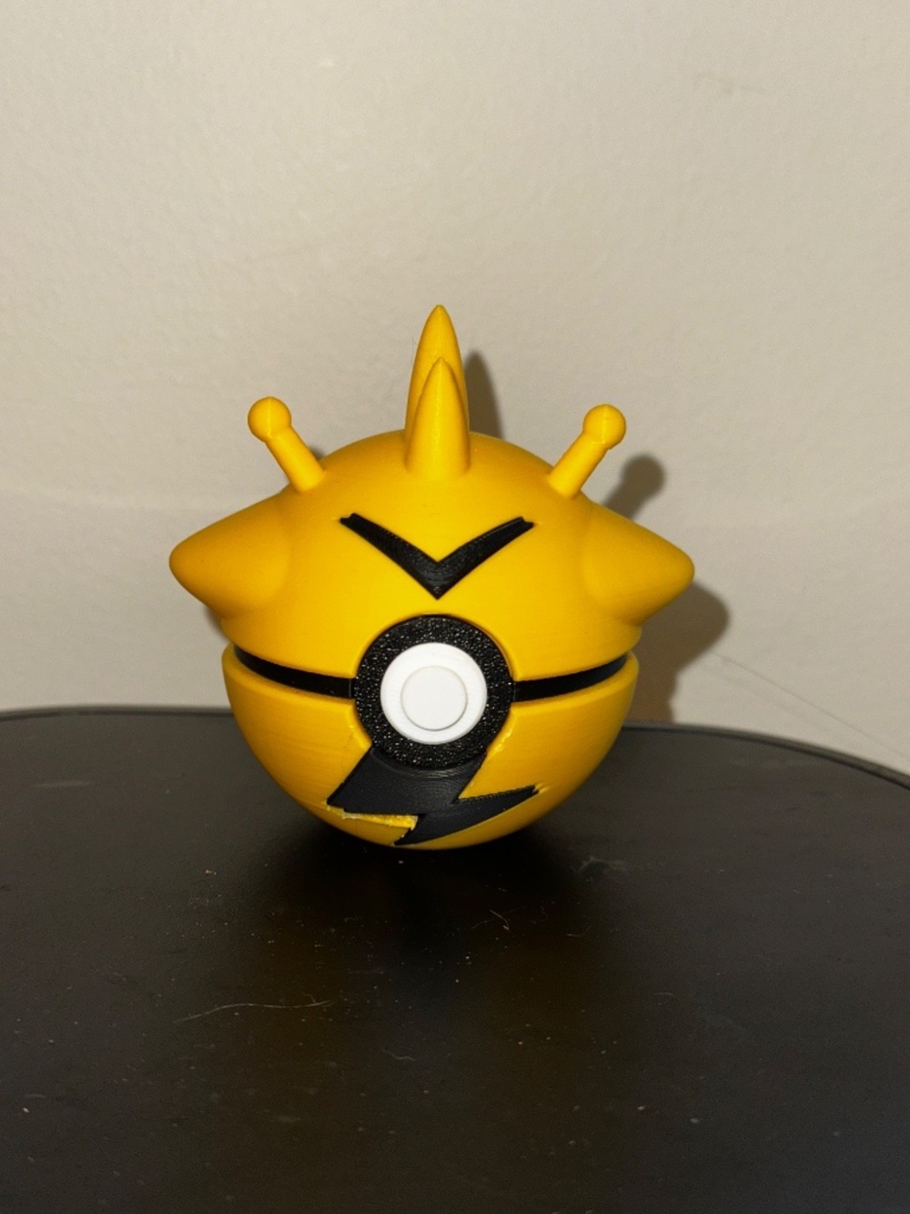 Yellow Lightning Antenna Ball Display – 3D Printed Electric Plug Sphere